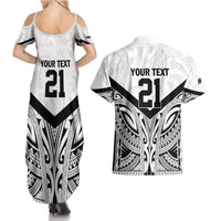 New Zealand Football Custom Couples Matching Summer Maxi Dress and Hawaiian Shirt All White Fern Go Champions LT9 - Polynesian Pride