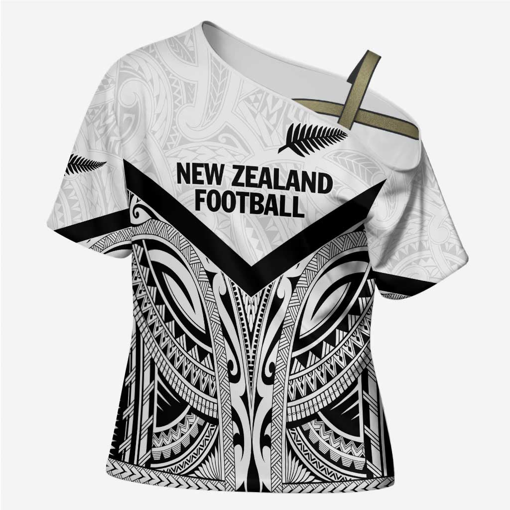 New Zealand Football Custom Cross Shoulder Shirt All White Fern Go Champions LT9 Female White - Polynesian Pride