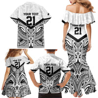 New Zealand Football Custom Family Matching Mermaid Dress and Hawaiian Shirt All White Fern Go Champions LT9 - Polynesian Pride