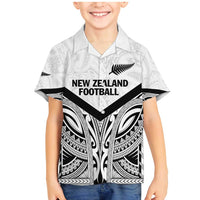 New Zealand Football Custom Family Matching Mermaid Dress and Hawaiian Shirt All White Fern Go Champions LT9 Son's Shirt White - Polynesian Pride