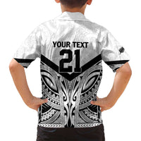 New Zealand Football Custom Family Matching Off Shoulder Maxi Dress and Hawaiian Shirt All White Fern Go Champions LT9 - Polynesian Pride
