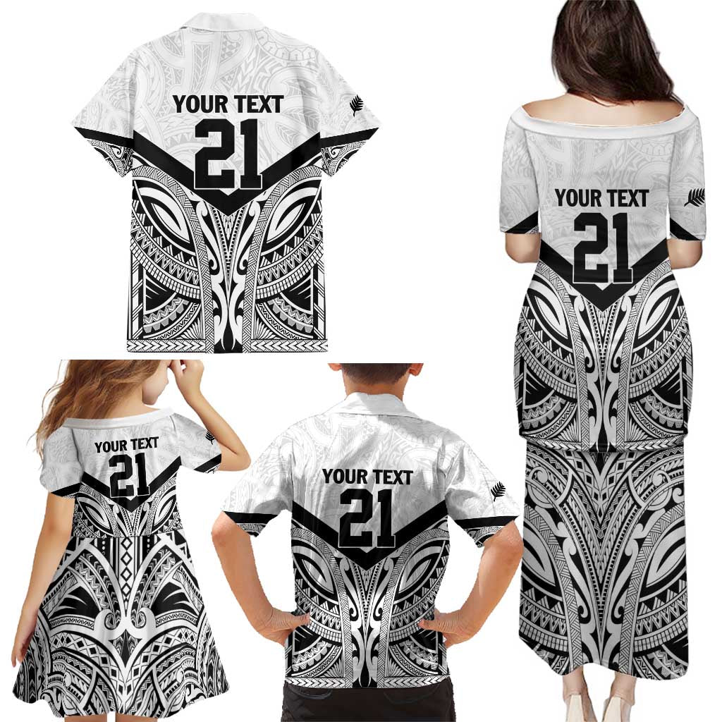 New Zealand Football Custom Family Matching Puletasi and Hawaiian Shirt All White Fern Go Champions LT9 - Polynesian Pride