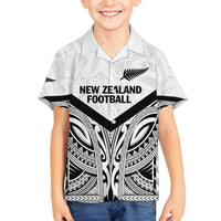 New Zealand Football Custom Family Matching Puletasi and Hawaiian Shirt All White Fern Go Champions LT9 Son's Shirt White - Polynesian Pride