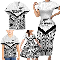New Zealand Football Custom Family Matching Short Sleeve Bodycon Dress and Hawaiian Shirt All White Fern Go Champions LT9 - Polynesian Pride