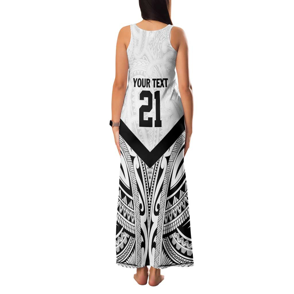 New Zealand Football Custom Family Matching Tank Maxi Dress and Hawaiian Shirt All White Fern Go Champions LT9 - Polynesian Pride