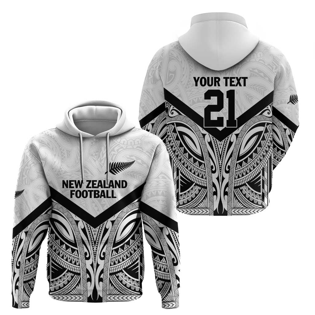 New Zealand Football Custom Hoodie All White Fern Go Champions LT9 - Polynesian Pride