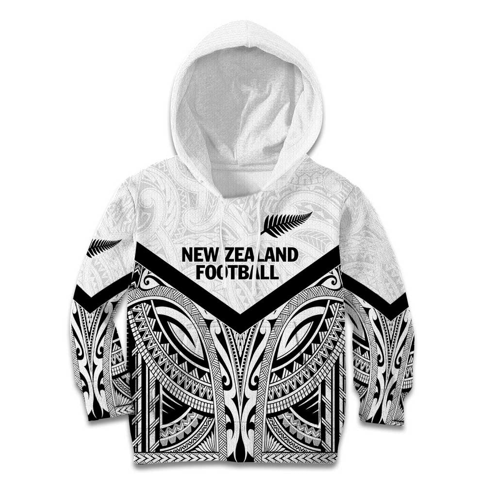 New Zealand Football Custom Kid Hoodie All White Fern Go Champions LT9 Hoodie White - Polynesian Pride