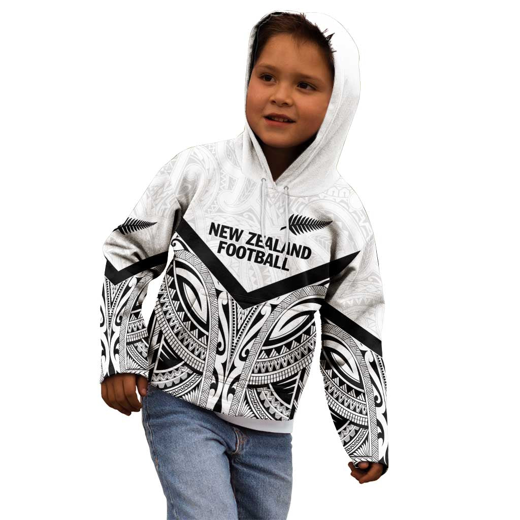 New Zealand Football Custom Kid Hoodie All White Fern Go Champions LT9 - Polynesian Pride