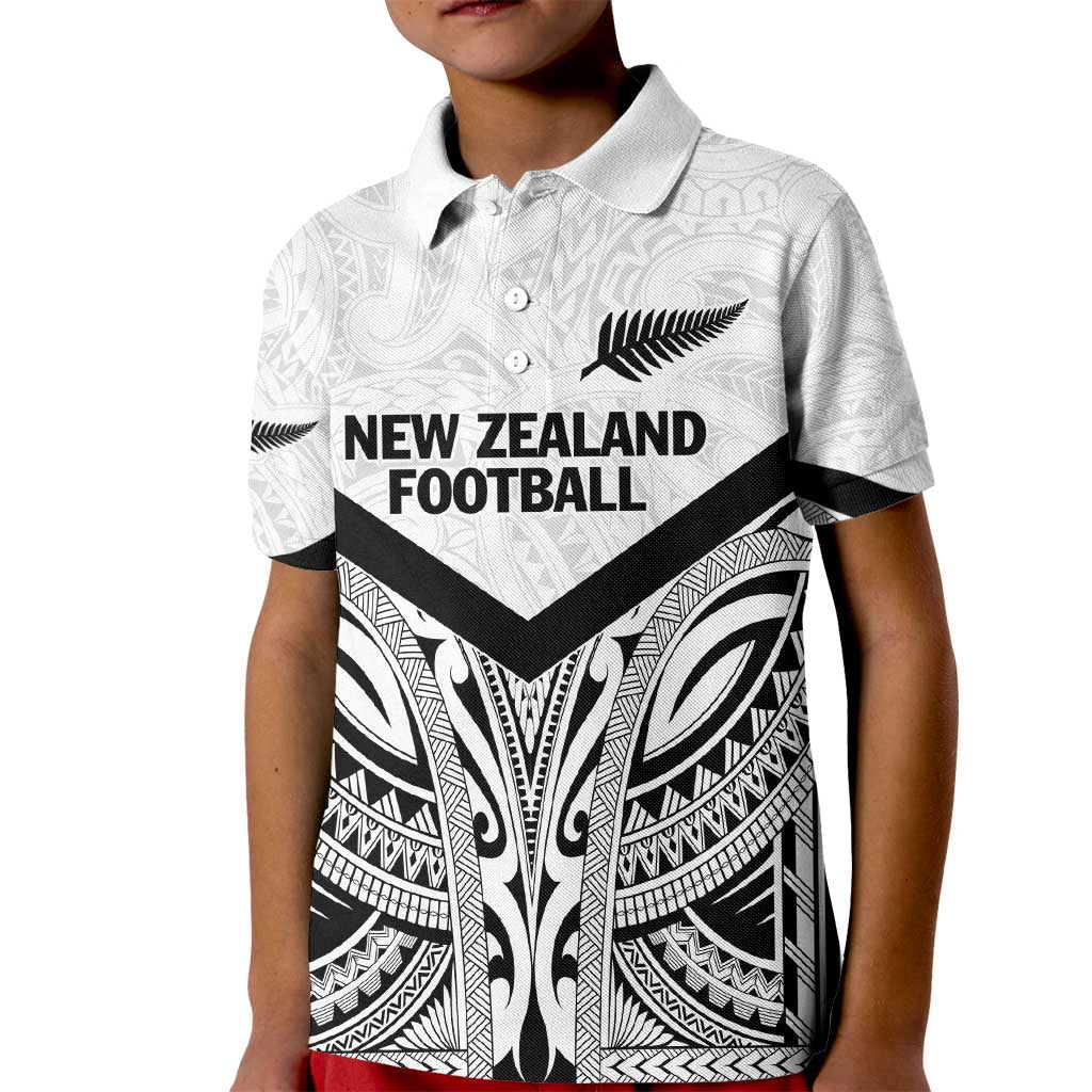 New Zealand Football Custom Kid Polo Shirt All White Fern Go Champions LT9 Kid White - Polynesian Pride