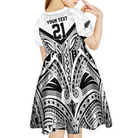 New Zealand Football Custom Kid Short Sleeve Dress All White Fern Go Champions LT9 - Polynesian Pride