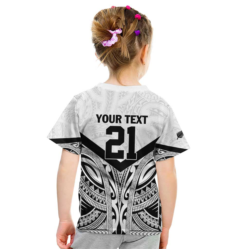 New Zealand Football Custom Kid T Shirt All White Fern Go Champions LT9 - Polynesian Pride