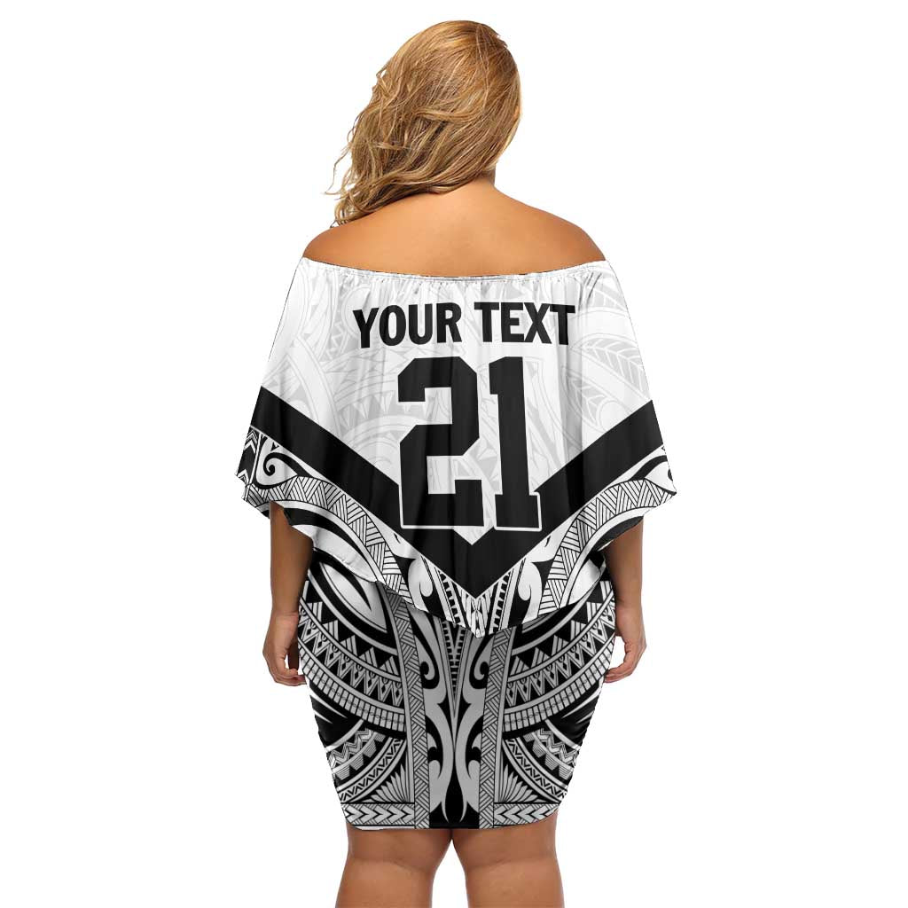 New Zealand Football Custom Off Shoulder Short Dress All White Fern Go Champions LT9 - Polynesian Pride