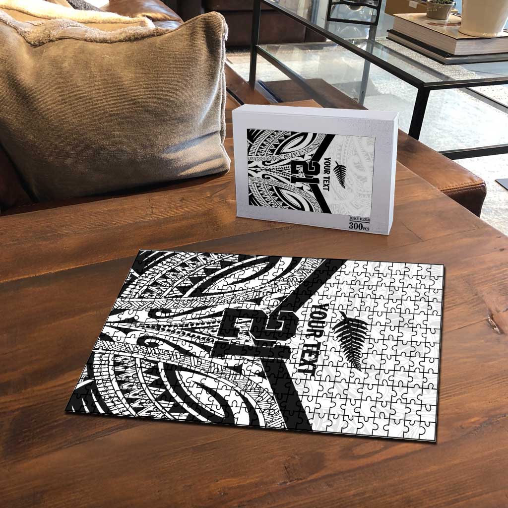 New Zealand Football Custom Puzzle All White Fern Go Champions - Polynesian Pride