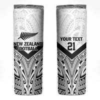 New Zealand Football Custom Skinny Tumbler All White Fern Go Champions LT9 White - Polynesian Pride