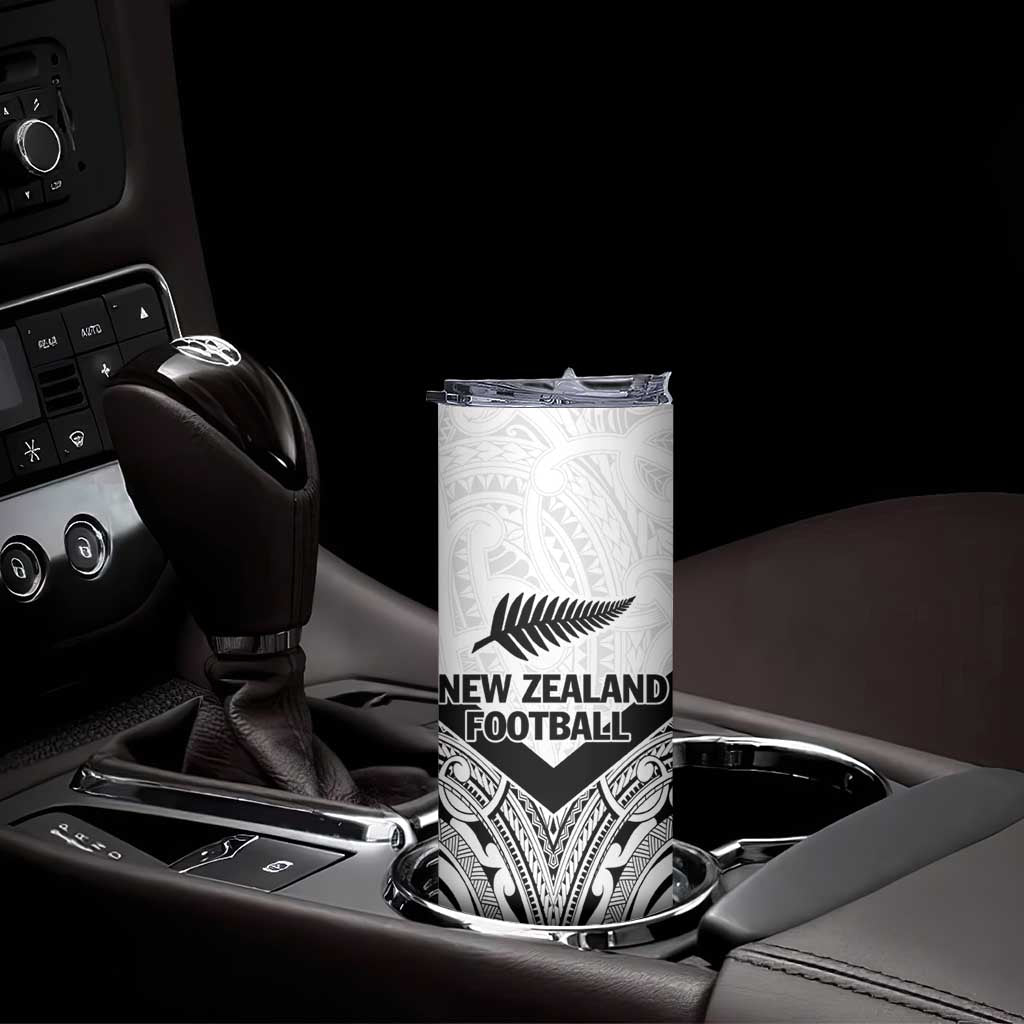 New Zealand Football Custom Skinny Tumbler All White Fern Go Champions LT9 - Polynesian Pride