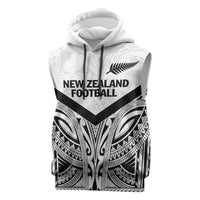 New Zealand Football Custom Sleeveless Hoodie All White Fern Go Champions LT9 White - Polynesian Pride