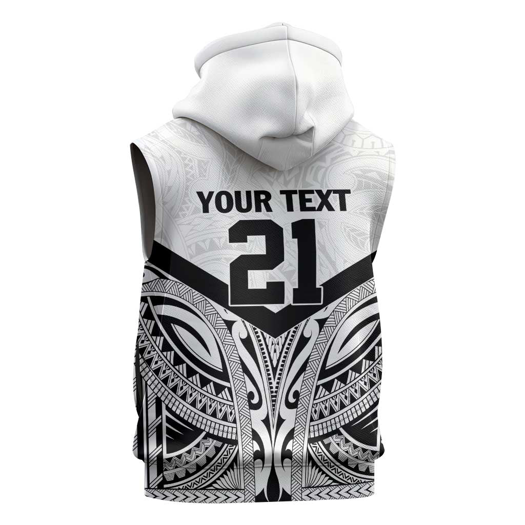 New Zealand Football Custom Sleeveless Hoodie All White Fern Go Champions LT9 - Polynesian Pride