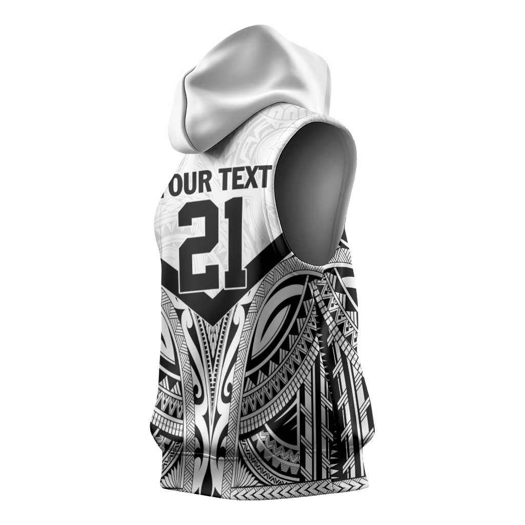 New Zealand Football Custom Sleeveless Hoodie All White Fern Go Champions LT9 - Polynesian Pride