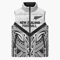New Zealand Football Custom Sleeveless Puffer Jacket All White Fern Go Champions - Polynesian Pride