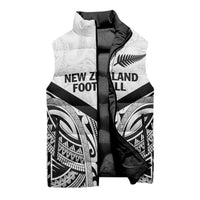 New Zealand Football Custom Sleeveless Puffer Jacket All White Fern Go Champions - Polynesian Pride