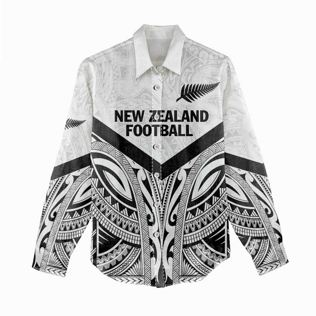 New Zealand Football Custom Women Casual Shirt All White Fern Go Champions LT9 - Polynesian Pride