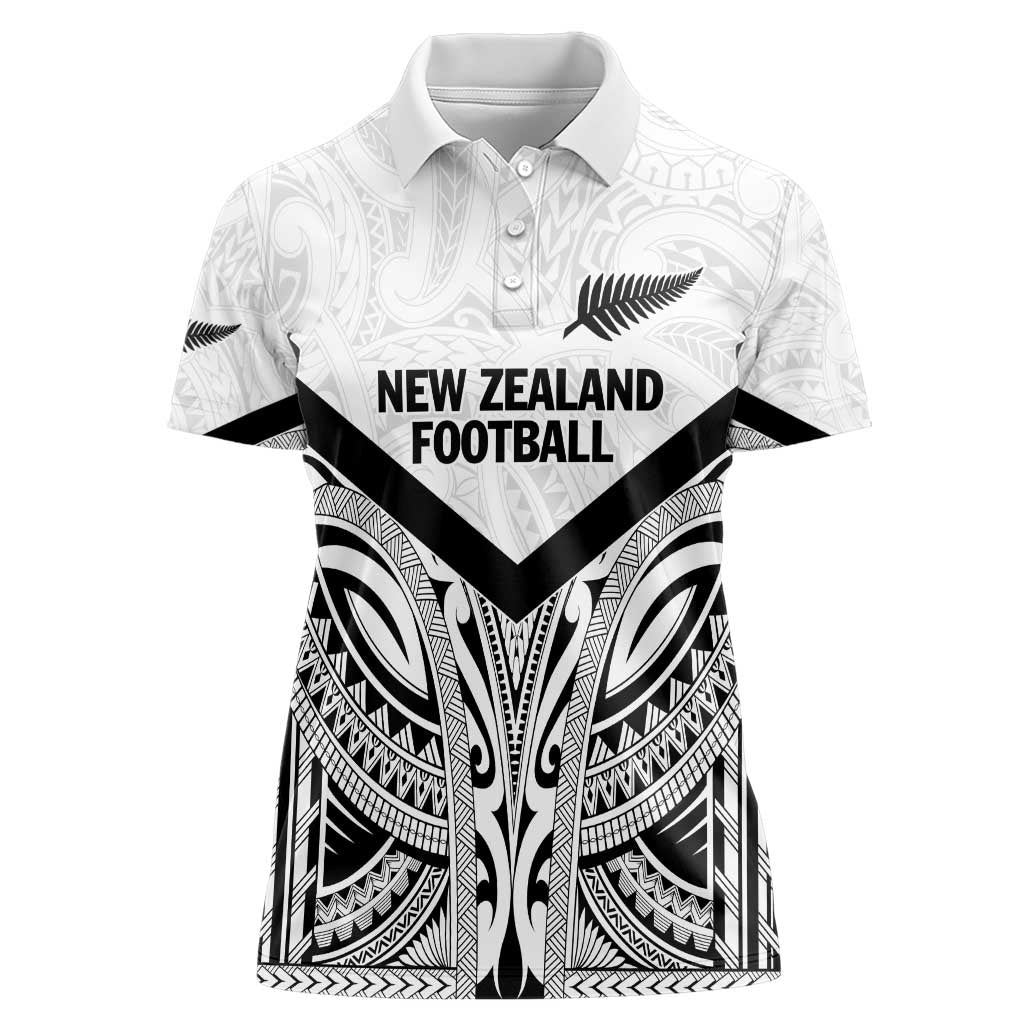 New Zealand Football Custom Women Polo Shirt All White Fern Go Champions LT9 Female White - Polynesian Pride