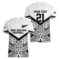 New Zealand Football Custom Women V-Neck T-Shirt All White Fern Go Champions LT9 - Polynesian Pride