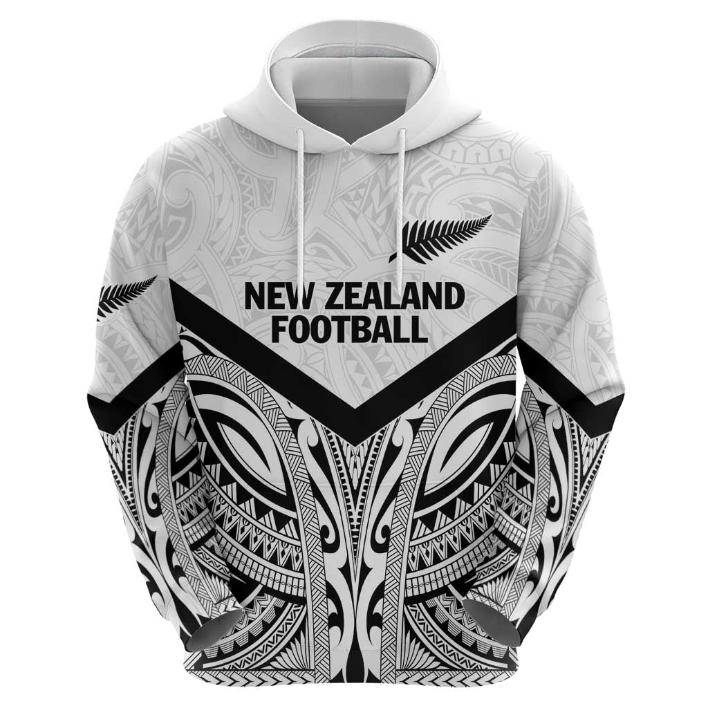 New Zealand Football Custom Zip Hoodie All White Fern Go Champions LT9 - Polynesian Pride