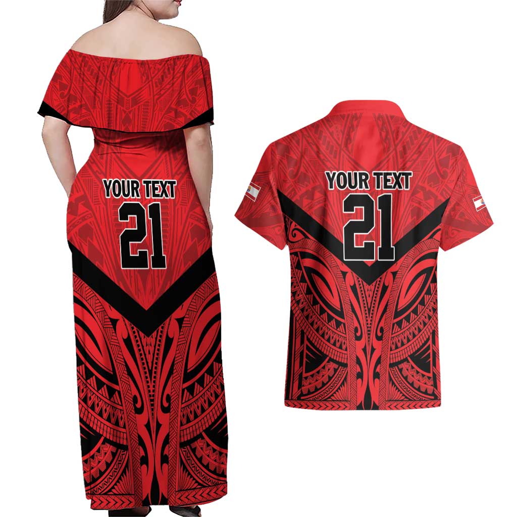 Tahiti Football Custom Couples Matching Off Shoulder Maxi Dress and Hawaiian Shirt Toa Aito Go Champions LT9 - Polynesian Pride