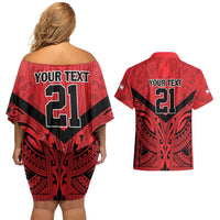 Tahiti Football Custom Couples Matching Off Shoulder Short Dress and Hawaiian Shirt Toa Aito Go Champions LT9 - Polynesian Pride