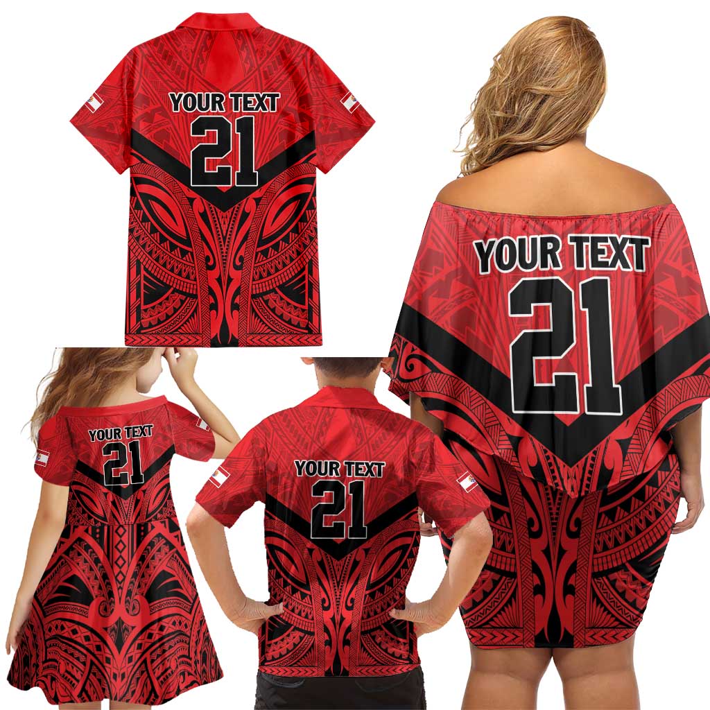 Tahiti Football Custom Family Matching Off Shoulder Short Dress and Hawaiian Shirt Toa Aito Go Champions LT9 - Polynesian Pride