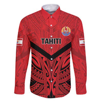 Tahiti Football Custom Family Matching Off Shoulder Short Dress and Hawaiian Shirt Toa Aito Go Champions LT9 Dad's Shirt - Long Sleeve Red - Polynesian Pride