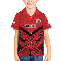 Tahiti Football Custom Family Matching Off Shoulder Short Dress and Hawaiian Shirt Toa Aito Go Champions LT9 Son's Shirt Red - Polynesian Pride
