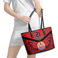 Tahiti Football Custom Leather Tote Bag Toa Aito Go Champions LT9 - Polynesian Pride