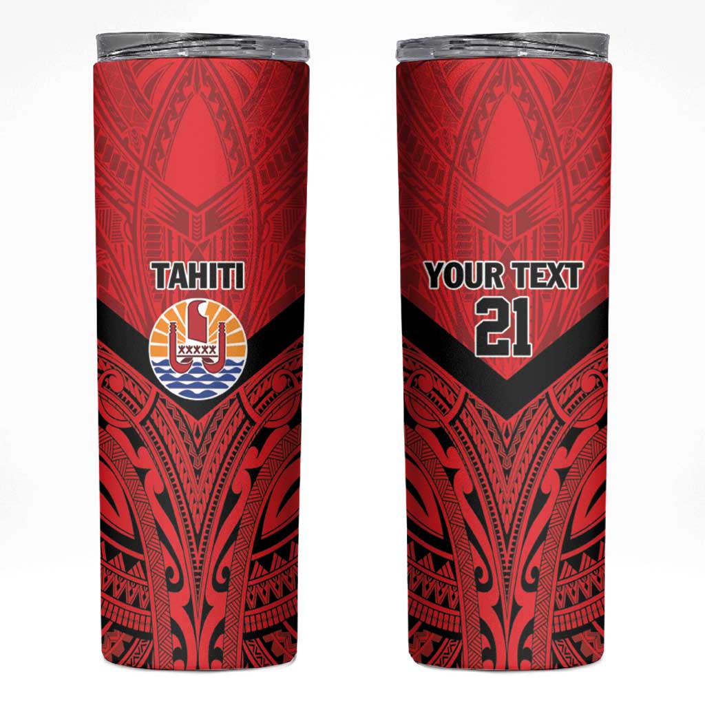 Tahiti Football Custom Skinny Tumbler Toa Aito Go Champions LT9 Red - Polynesian Pride