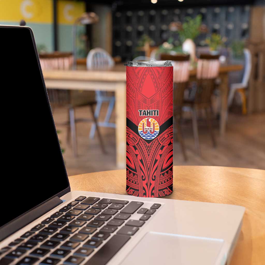 Tahiti Football Custom Skinny Tumbler Toa Aito Go Champions LT9 - Polynesian Pride