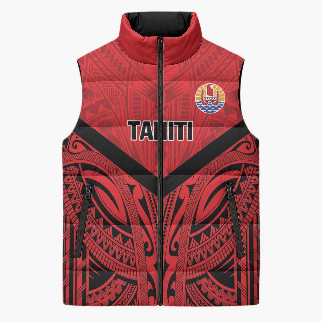 Tahiti Football Custom Sleeveless Puffer Jacket Toa Aito Go Champions - Polynesian Pride