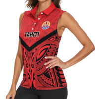 Tahiti Football Custom Women Sleeveless Polo Shirt Toa Aito Go Champions LT9 - Polynesian Pride