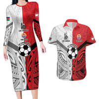 New Caledonia-Tahiti Football Custom Couples Matching Long Sleeve Bodycon Dress and Hawaiian Shirt Together Go Champions LT9 Art - Polynesian Pride