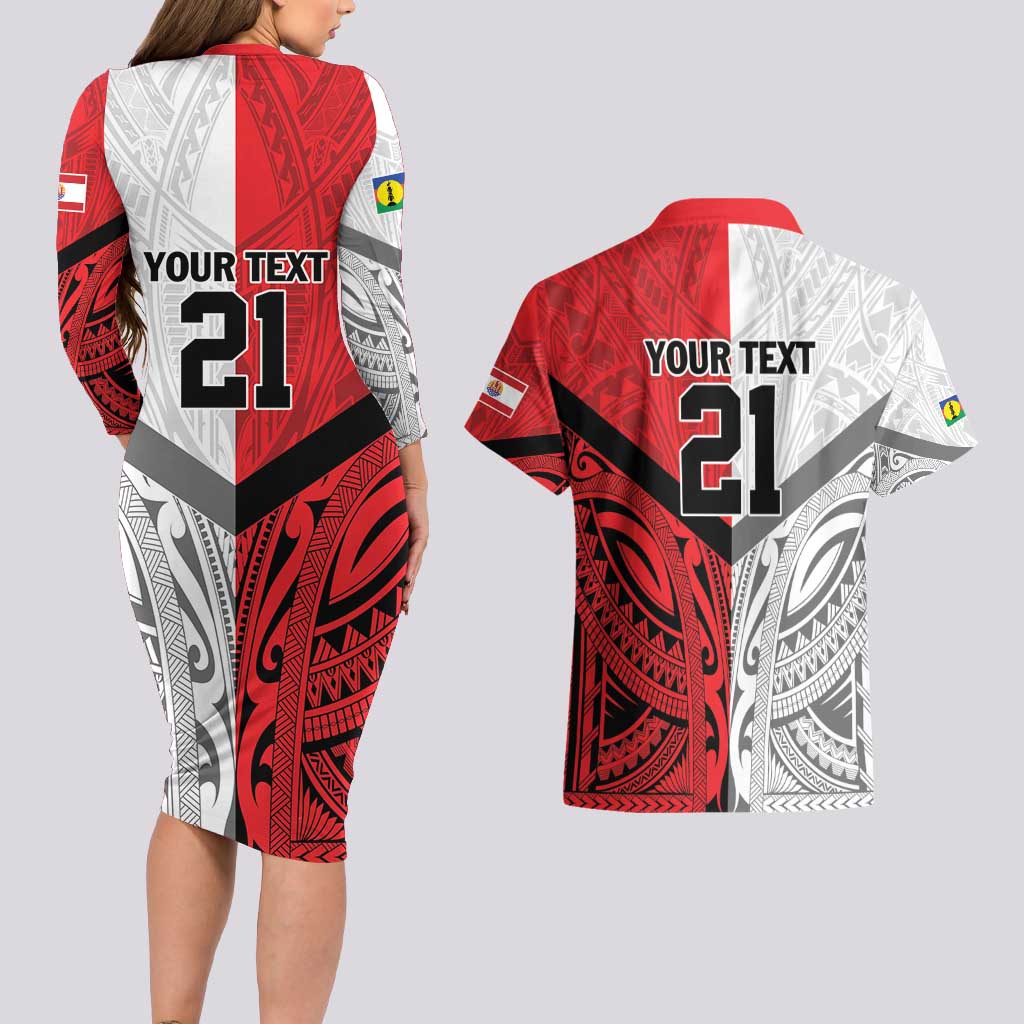 New Caledonia-Tahiti Football Custom Couples Matching Long Sleeve Bodycon Dress and Hawaiian Shirt Together Go Champions LT9 - Polynesian Pride