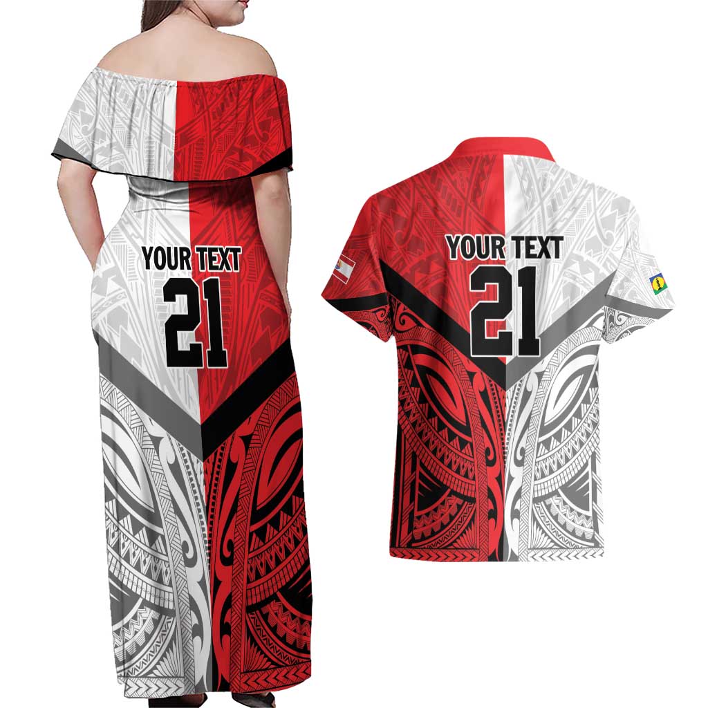 New Caledonia-Tahiti Football Custom Couples Matching Off Shoulder Maxi Dress and Hawaiian Shirt Together Go Champions LT9 - Polynesian Pride