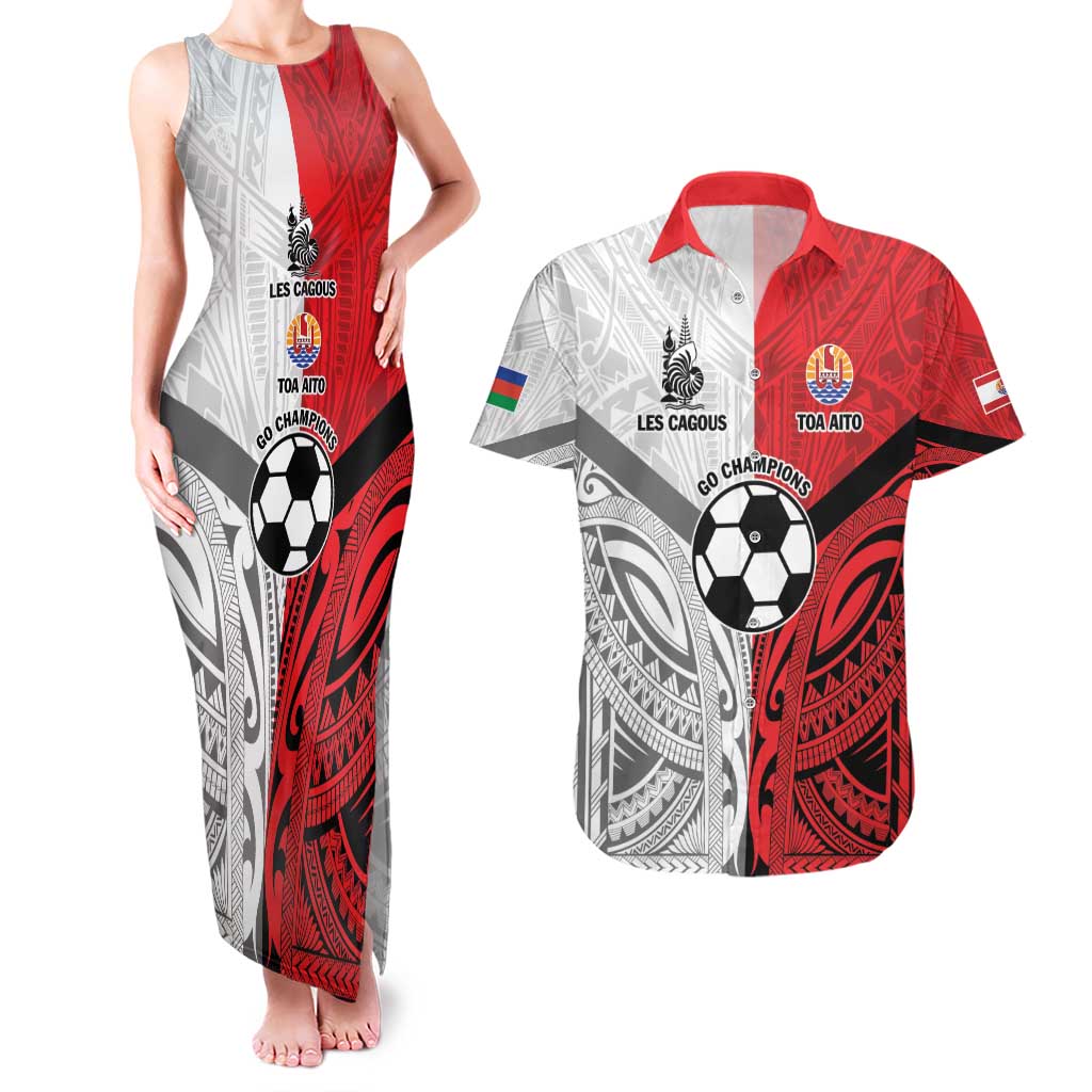 New Caledonia-Tahiti Football Custom Couples Matching Tank Maxi Dress and Hawaiian Shirt Together Go Champions LT9 Art - Polynesian Pride