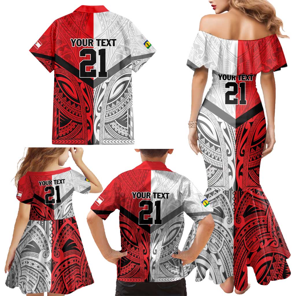New Caledonia-Tahiti Football Custom Family Matching Mermaid Dress and Hawaiian Shirt Together Go Champions LT9 - Polynesian Pride