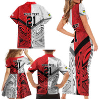 New Caledonia-Tahiti Football Custom Family Matching Short Sleeve Bodycon Dress and Hawaiian Shirt Together Go Champions LT9 - Polynesian Pride
