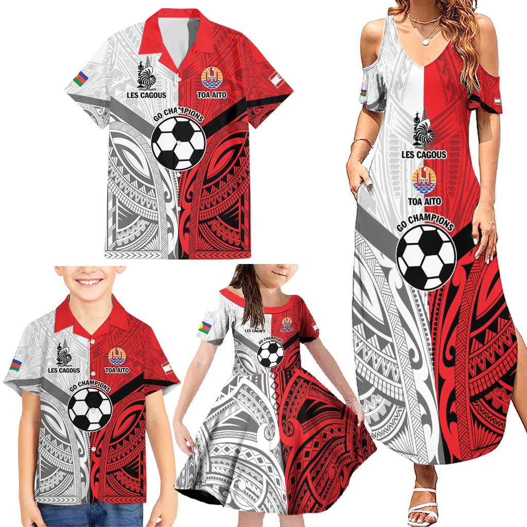 New Caledonia-Tahiti Football Custom Family Matching Summer Maxi Dress and Hawaiian Shirt Together Go Champions LT9 - Polynesian Pride