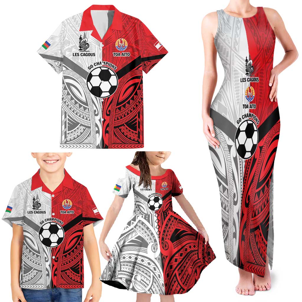 New Caledonia-Tahiti Football Custom Family Matching Tank Maxi Dress and Hawaiian Shirt Together Go Champions LT9 - Polynesian Pride