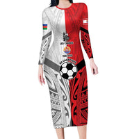 New Caledonia-Tahiti Football Custom Long Sleeve Bodycon Dress Together Go Champions LT9 Long Dress Art - Polynesian Pride