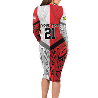 New Caledonia-Tahiti Football Custom Long Sleeve Bodycon Dress Together Go Champions LT9 - Polynesian Pride