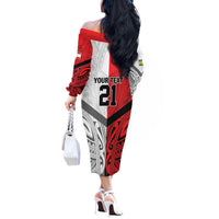 New Caledonia-Tahiti Football Custom Off The Shoulder Long Sleeve Dress Together Go Champions LT9 - Polynesian Pride
