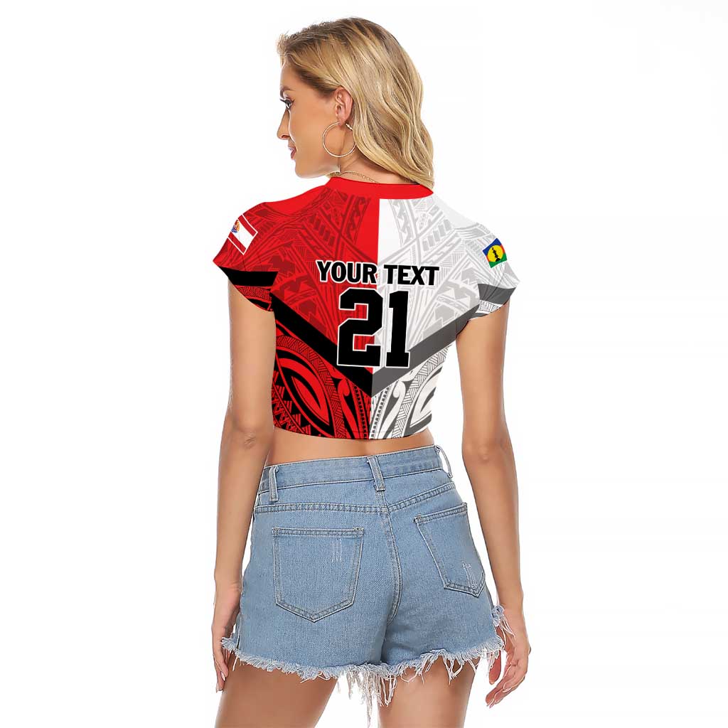 New Caledonia-Tahiti Football Custom Raglan Cropped T Shirt Together Go Champions
